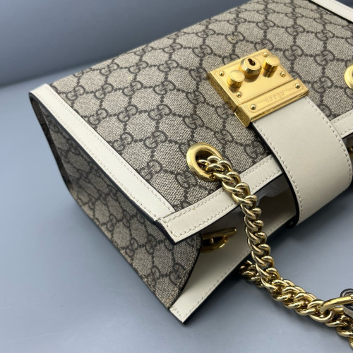 Gucci Small Padlock Tote GG Monogram White Brown