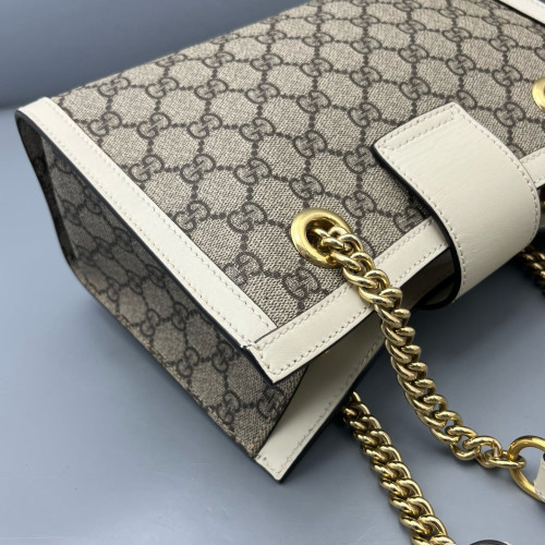 Gucci Small Padlock Tote GG Monogram White Brown