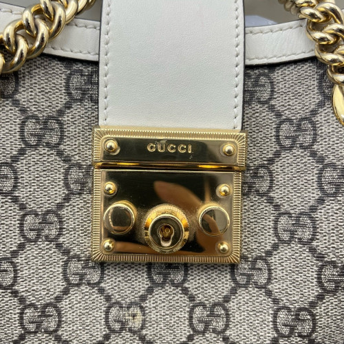 Gucci Small Padlock Tote GG Monogram White Brown