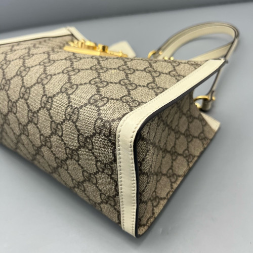 Gucci Small Padlock Tote GG Monogram White Brown