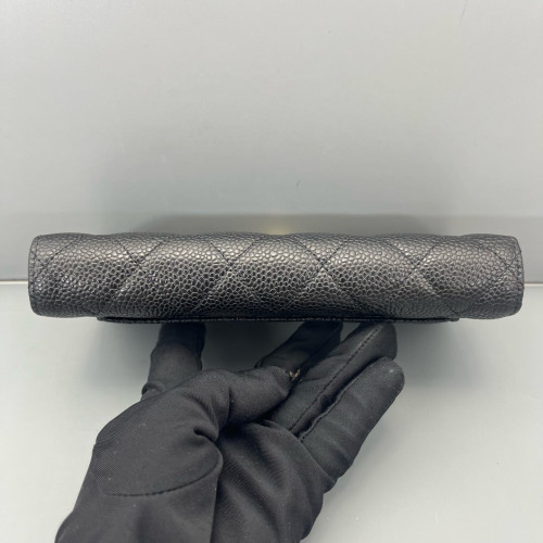 Chanel Quilted Continental Wallet Calfskin Black