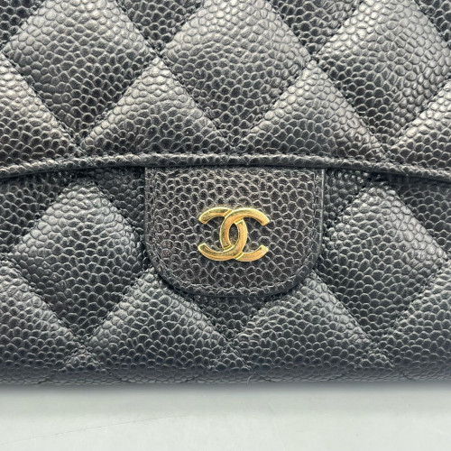 Chanel Quilted Continental Wallet Calfskin Black
