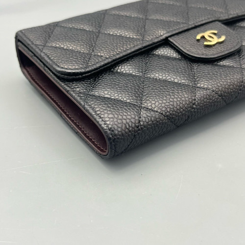Chanel Quilted Continental Wallet Calfskin Black