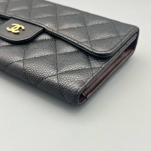 Chanel Quilted Continental Wallet Calfskin Black
