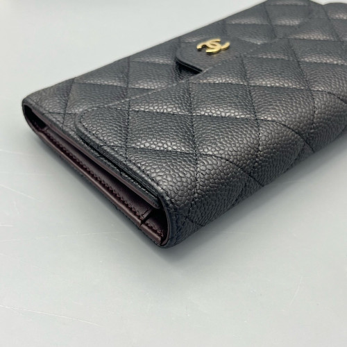 Chanel Quilted Continental Wallet Calfskin Black