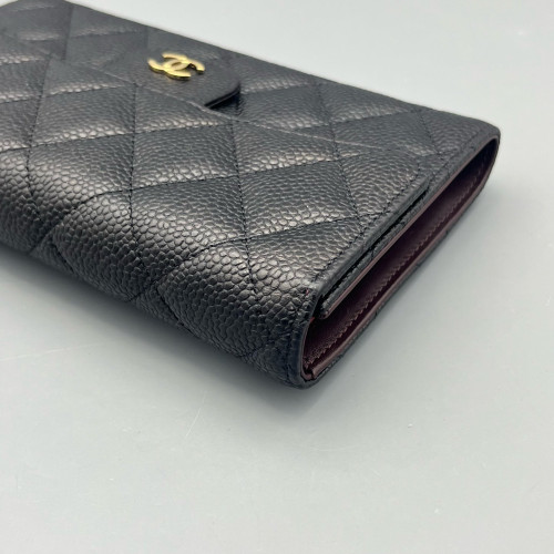 Chanel Quilted Continental Wallet Calfskin Black