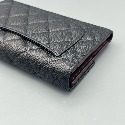 Chanel Quilted Continental Wallet Calfskin Black
