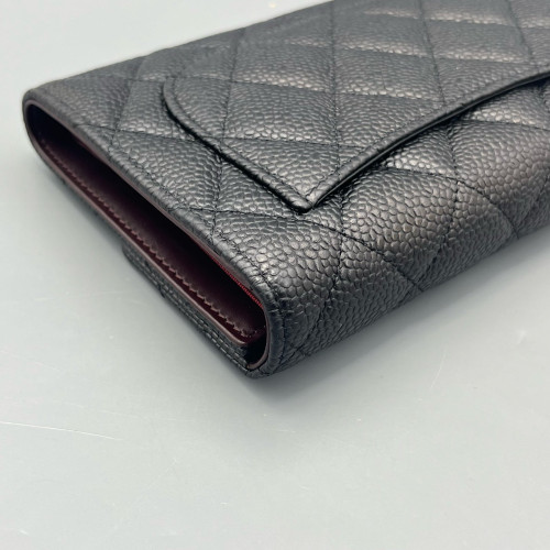 Chanel Quilted Continental Wallet Calfskin Black