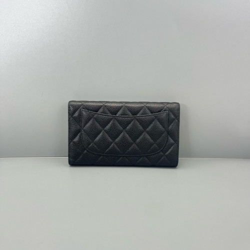 Chanel Quilted Continental Wallet Calfskin Black