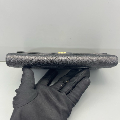 Chanel Quilted Continental Wallet Calfskin Black