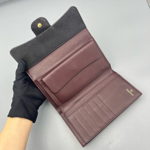Chanel Quilted Continental Wallet Calfskin Black