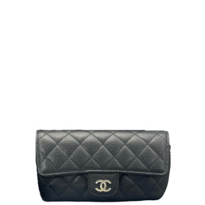 Chanel Quilted Wallet On Chain WOC Calfskin Black