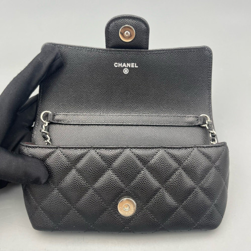 Chanel Quilted Wallet On Chain WOC Calfskin Black Chanel Quilted Wallet On Chain WOC Calfskin Black