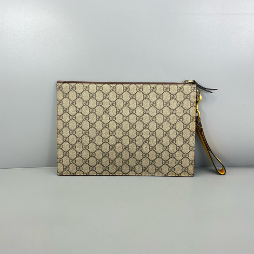 Gucci Clutch GG Supreme Monogram Beige Brown Yellow