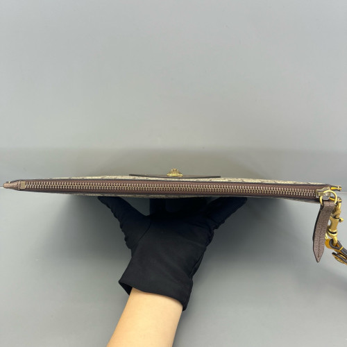 Gucci Clutch GG Supreme Monogram Beige Brown Yellow
