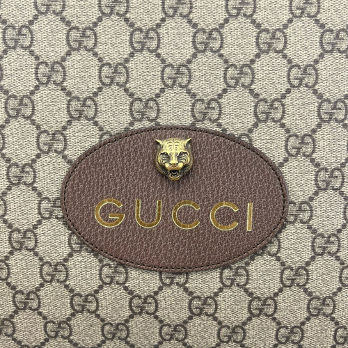 Gucci Clutch GG Supreme Monogram Beige Brown Yellow
