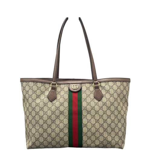 Gucci Tote Bag GG Supreme Monogram Calfskin Canvas Beige Ebony Beige Brown