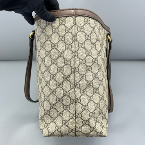 Gucci Tote Bag GG Supreme Monogram Calfskin Canvas Beige Ebony Beige Brown