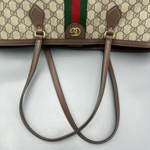 Gucci Tote Bag GG Supreme Monogram Calfskin Canvas Beige Ebony Beige Brown