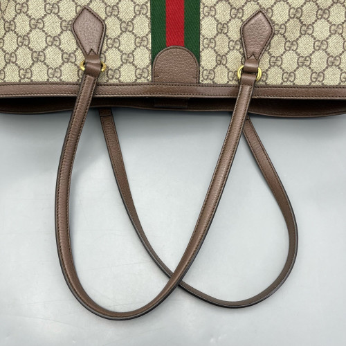 Gucci Tote Bag GG Supreme Monogram Calfskin Canvas Beige Ebony Beige Brown