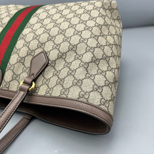 Gucci Tote Bag GG Supreme Monogram Calfskin Canvas Beige Ebony Beige Brown