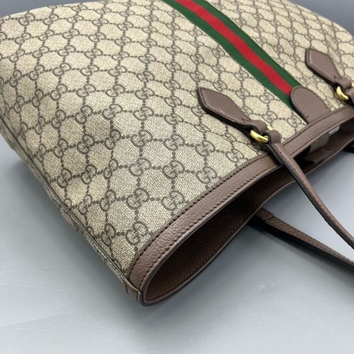 Gucci Tote Bag GG Supreme Monogram Calfskin Canvas Beige Ebony Beige Brown