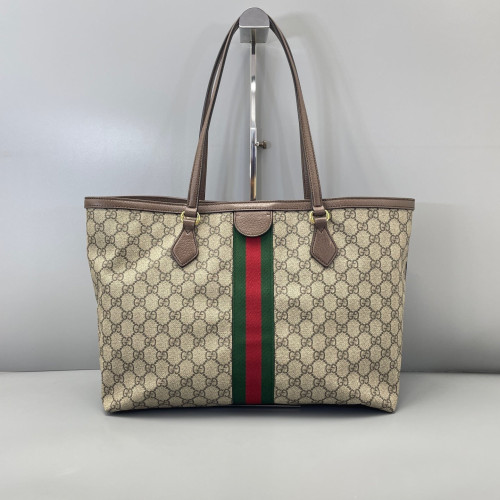 Gucci Tote Bag GG Supreme Monogram Calfskin Canvas Beige Ebony Beige Brown