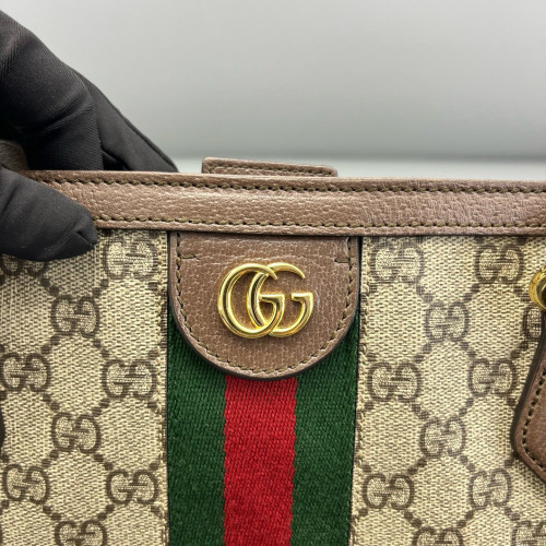 Gucci Tote Bag GG Supreme Monogram Calfskin Canvas Beige Ebony Beige Brown