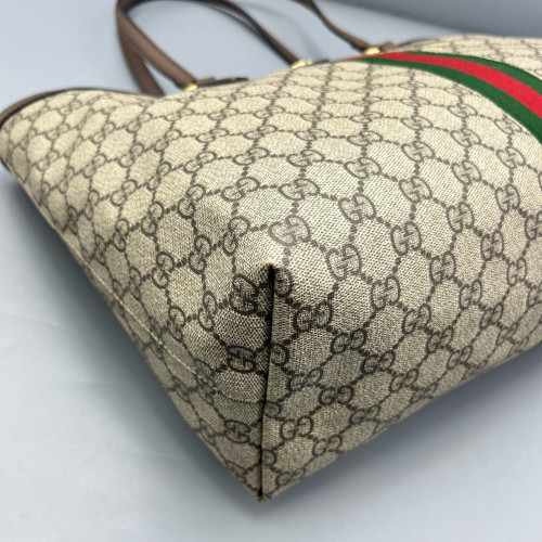 Gucci Tote Bag GG Supreme Monogram Calfskin Canvas Beige Ebony Beige Brown
