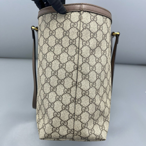 Gucci Tote Bag GG Supreme Monogram Calfskin Canvas Beige Ebony Beige Brown