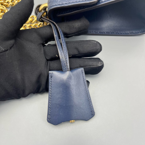 Gucci Small Padlock Shoulder Bag Guccissima Dark Blue