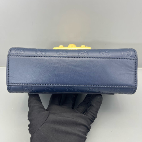 Gucci Small Padlock Shoulder Bag Guccissima Dark Blue