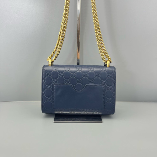 Gucci Small Padlock Shoulder Bag Guccissima Dark Blue