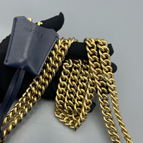 Gucci Small Padlock Shoulder Bag Guccissima Dark Blue