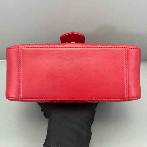 Gucci Mini GG Marmont Top Handle Chain Shoulder Bag Calfskin Red Gucci Mini GG Marmont Top Handle Chain Shoulder Bag Calfskin Red