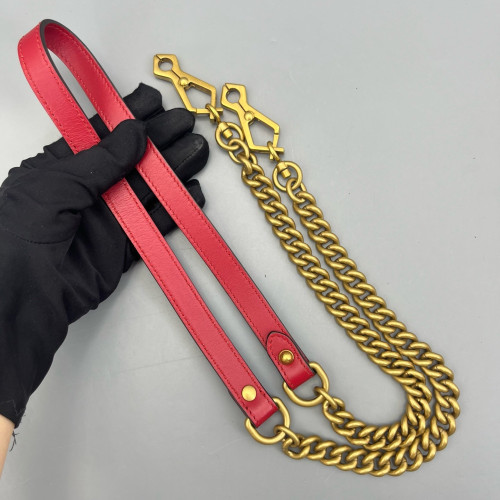 Gucci Mini GG Marmont Top Handle Chain Shoulder Bag Calfskin Red Gucci Mini GG Marmont Top Handle Chain Shoulder Bag Calfskin Red