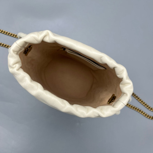 Gucci Mini GG Marmont Bucket Bag Calfskin White Gold