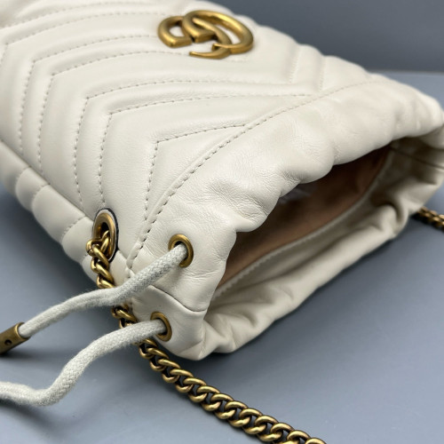Gucci Mini GG Marmont Bucket Bag Calfskin White Gold