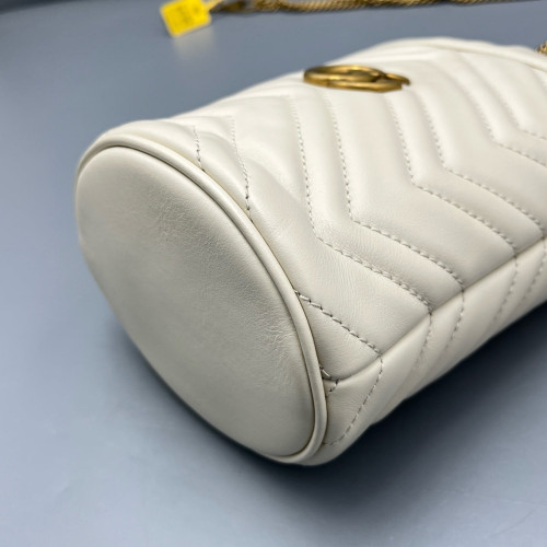 Gucci Mini GG Marmont Bucket Bag Calfskin White Gold