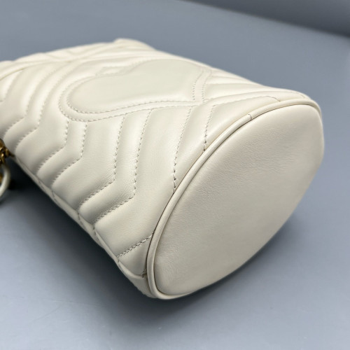 Gucci Mini GG Marmont Bucket Bag Calfskin White Gold