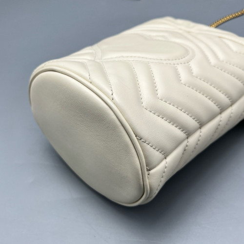 Gucci Mini GG Marmont Bucket Bag Calfskin White Gold