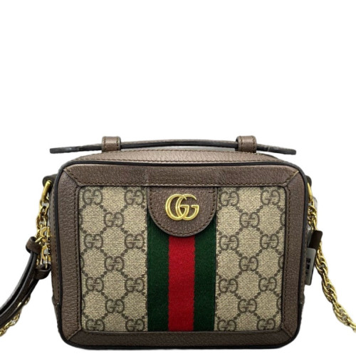 Gucci Camera Case GG Supreme Monogram Calfskin Canvas Beige Ebony Brown Beige