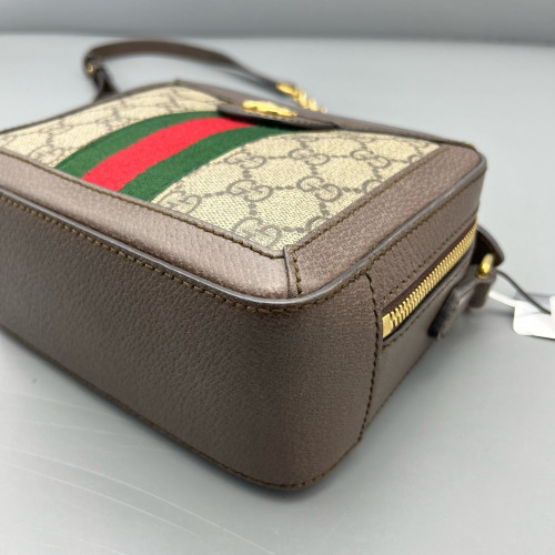 Gucci Camera Case GG Supreme Monogram Calfskin Canvas Beige Ebony Brown Beige