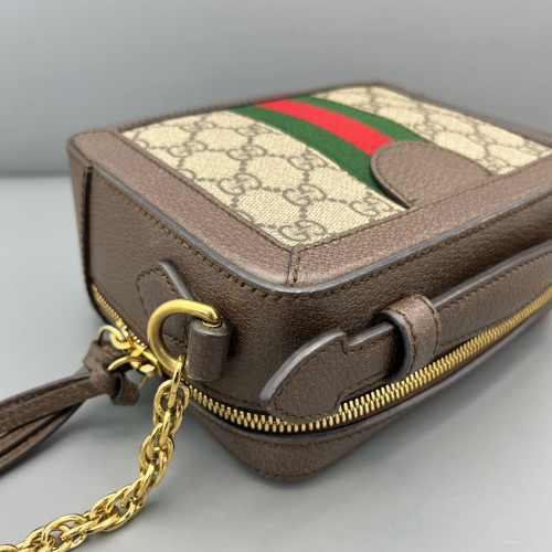 Gucci Camera Case GG Supreme Monogram Calfskin Canvas Beige Ebony Brown Beige