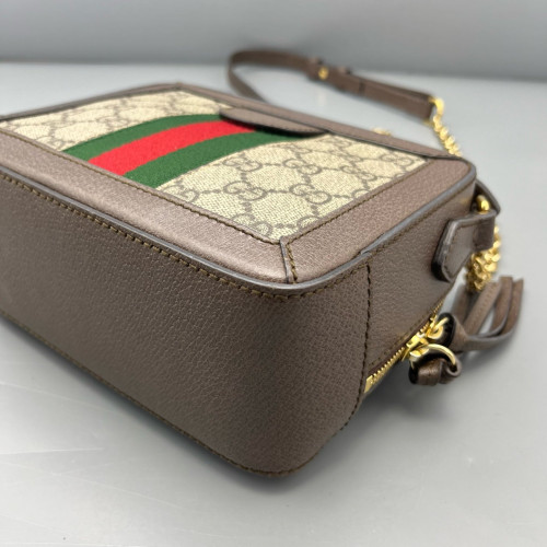 Gucci Camera Case GG Supreme Monogram Calfskin Canvas Beige Ebony Brown Beige