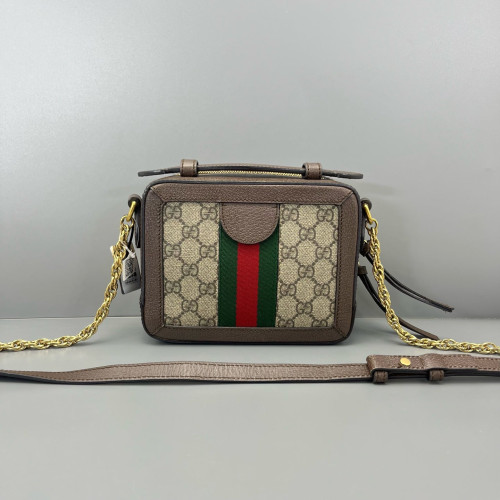 Gucci Camera Case GG Supreme Monogram Calfskin Canvas Beige Ebony Brown Beige