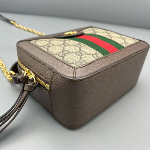 Gucci Camera Case GG Supreme Monogram Calfskin Canvas Beige Ebony Brown Beige