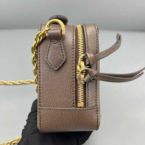Gucci Camera Case GG Supreme Monogram Calfskin Canvas Beige Ebony Brown Beige