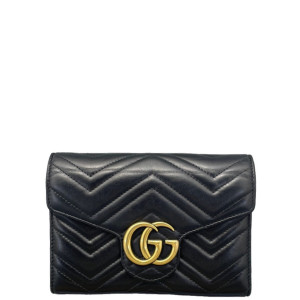 Gucci GG Marmont Chain Wallet Calfskin Black