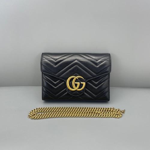 Gucci GG Marmont Chain Wallet Calfskin Black